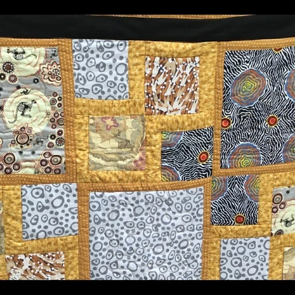 NWT Hand Crafted Quilted Aboriginal Fabrics Quilt